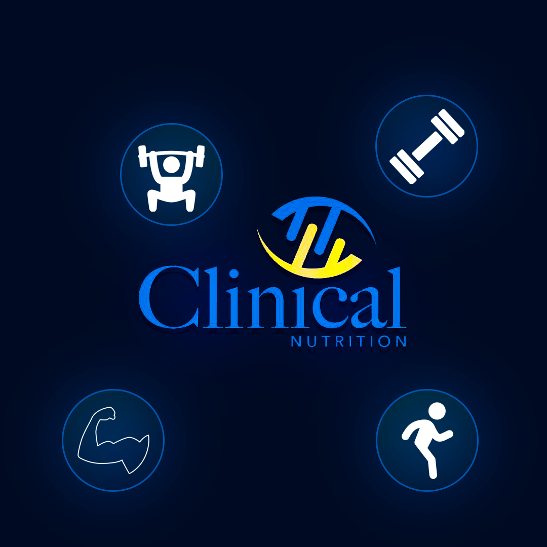 Imagem da LOGO Clinical Nutrition com balões de vetores de exercícios